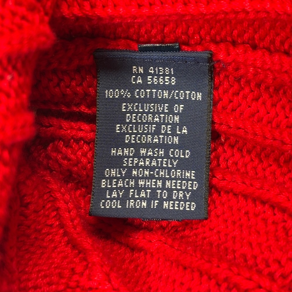 Ralph Lauren Sweater Mens Large Red Cable Knit Cotton Crewneck Long Sleeve Pony - Picture 7 of 11